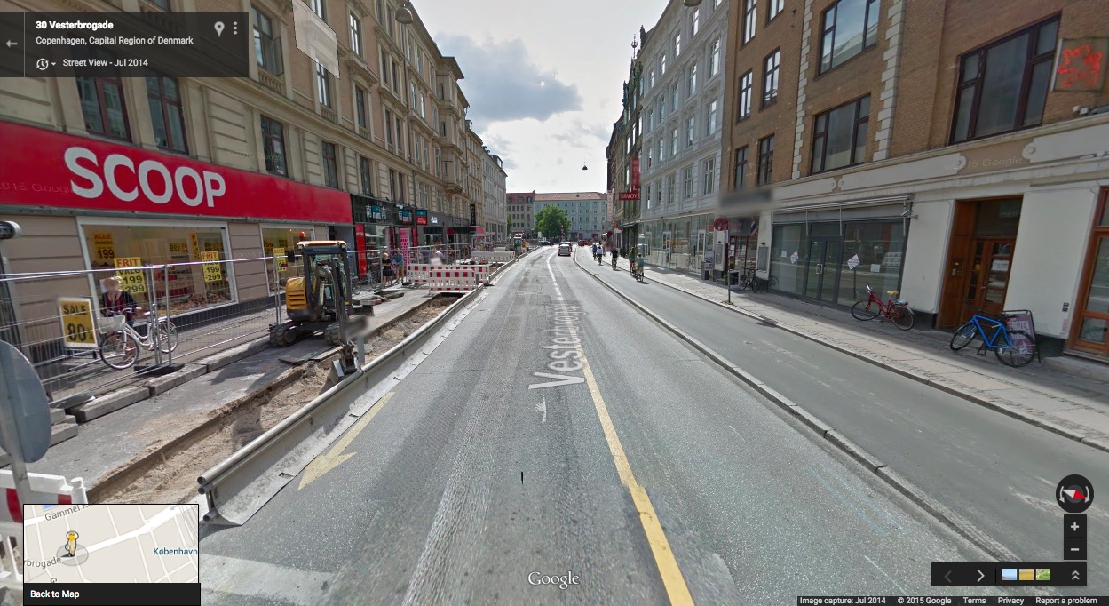 Vesterbrogade, Copenhagen. A recent view showing the typical Copenhagen Lane under construction.