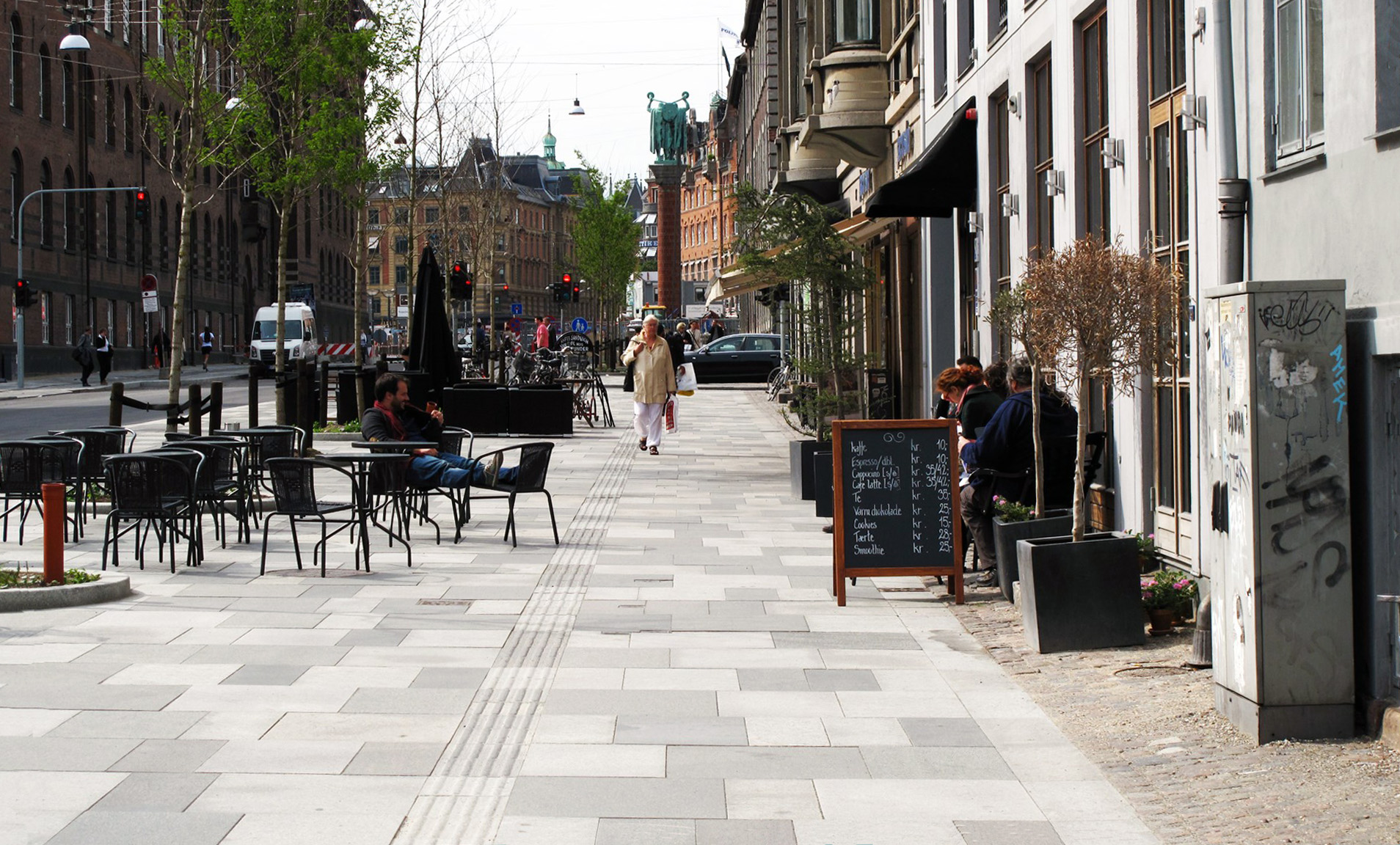 Vester Voldgade, Copenhagen. The new promenade on the east side of the street.